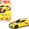 2020 Chevrolet Corvette C8 Stingray Accelerate Yellow with Twin Black Stripes “Sports Cars” Limited Edition to 15702 pieces Worldwide 1/64 Diecast Model Car by Auto World