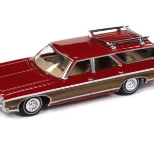 1970 Chevrolet Kingswood Estate Wagon Cranberry Red with Side Wood Panels “Muscle Wagons” Series 1/64 Diecast Model Car by Auto World