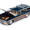 1970 Chevrolet Kingswood Estate Wagon Fathom Blue Metallic with Side Wood Panels “Muscle Wagons” Series 1/64 Diecast Model Car by Auto World