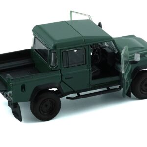 Land Rover Defender 110 Pickup Truck Green with Extra Wheels 1/64 Diecast Model Car by BM Creations