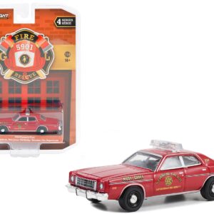 1976 Plymouth Fury Red “Old Bridge Volunteer Fire Department East Brunswick New Jersey Fire District 1 Asst. Chief” “Fire & Rescue” Series 4 1/64 Diecast Model Car by Greenlight