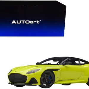 Aston Martin DBS Superleggera RHD (Right Hand Drive) Lime Essence Green Metallic with Carbon Top and Carbon Accents 1/18 Model Car by Autoart