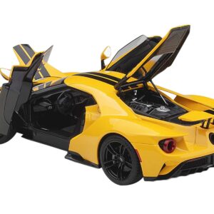 2017 Ford GT Triple Yellow with Black Stripes 1/18 Model Car by Autoart