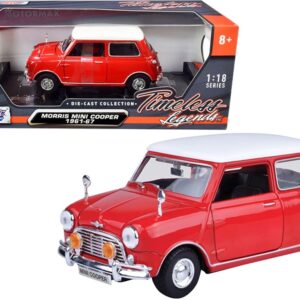 1961-1967 Morris Mini Cooper Red with White Top “Timeless Legends” 1/18 Diecast Model Car by Motormax