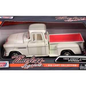 1955 Chevrolet 3100 Stepside Pickup Truck Cream with White Interior “Timeless Legends” Series 1/24 Diecast Model Car by Motormax