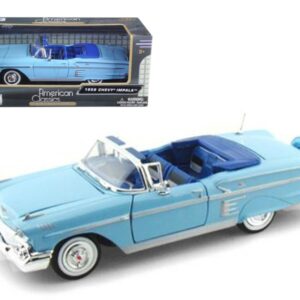 1958 Chevrolet Impala Convertible Blue 1/24 Diecast Model Car by Motormax