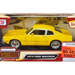 1974 Ford Maverick Yellow “Forgotten Classics” Series 1/24 Diecast Model Car by Motormax