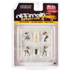 “Off-Road Adventure 2” 6 piece Diecast Set (4 Male Figurines and 2 Accessories) Limited Edition to 4800 pieces Worldwide for 1/64 Scale Models by American Diorama