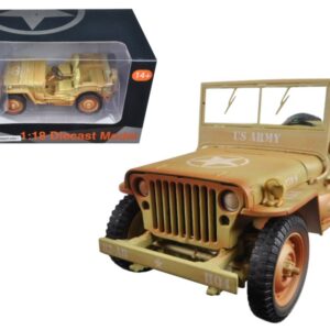 US Army Vehicle WWII Desert Sand Weathered Version 1/18 Diecast Model Car by American Diorama