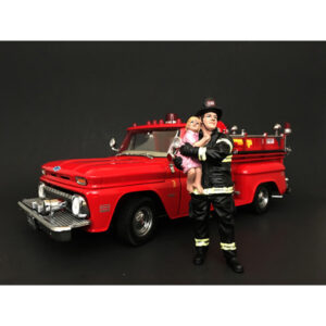 Firefighter Saving Life with Baby Figurine / Figure For 1:18 Models by American Diorama