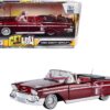 1958 Chevrolet Impala Convertible Lowrider Dark Red Metallic with Red Interior “Get Low” Series 1/24 Diecast Model Car by Motormax