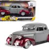 1939 Chevrolet Coupe Lowrider Gray and Red Metallic “Get Low” Series 1/24 Diecast Model Car by Motormax