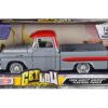 1958 Chevrolet Apache Fleetside Pickup Truck Lowrider Gray with Red Top “Get Low” Series 1/24 Diecast Model Car by Motormax