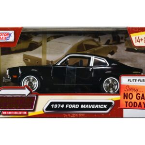 1974 Ford Maverick Black “Forgotten Classics” Series 1/24 Diecast Model Car by Motormax