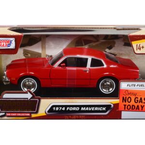 1974 Ford Maverick Red “Forgotten Classics” Series 1/24 Diecast Model Car by Motormax