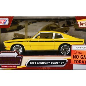 1971 Mercury Comet GT Yellow with Black Stripes “Forgotten Classics” Series 1/24 Diecast Model Car by Motormax