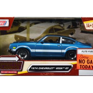 1974 Chevrolet Vega GT Blue Metallic with White Stripes “Forgotten Classics” Series 1/24 Diecast Model Car by Motormax