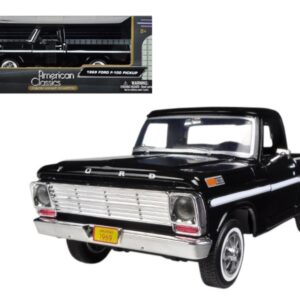 1969 Ford F-100 Pickup Truck Black 1/24 Diecast Model Car by Motormax