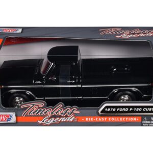 1979 Ford F-150 Custom Pickup Truck Black “Timeless Legends” Series 1/24 Diecast Model Car by Motormax