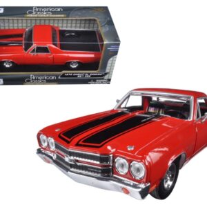 1970 Chevrolet El Camino SS 396 Red with Black Stripes 1/24 Diecast Model Car by Motormax