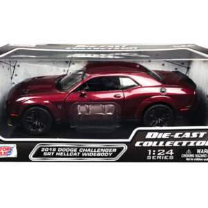 2018 Dodge Challenger SRT Hellcat Widebody Burgundy Metallic “Die-Cast Collection” Series 1/24 Diecast Model Car by Motormax