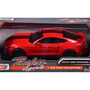 2018 Ford Mustang GT 5.0 Red with Black Stripes “Timeless Legends” Series 1/24 Diecast Model Car by Motormax