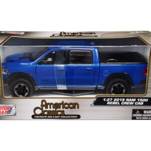 2019 RAM Rebel 1500 Crew Cab Pickup Truck Blue Metallic “American Classics” Series 1/24-1/27 Diecast Model Car by Motormax