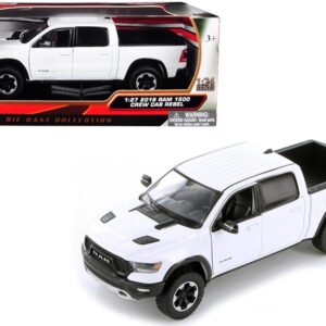 2019 RAM 1500 Rebel Crew Cab Pickup Truck White 1/24-1/27 Diecast Model Car by Motormax