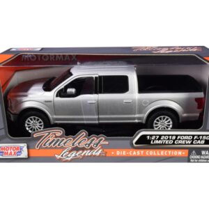 2019 Ford F-150 Limited Crew Cab Pickup Truck Metallic Silver 1/24-1/27 Diecast Model Car by Motormax