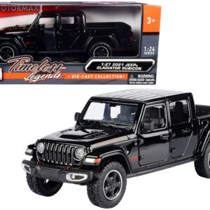 2021 Jeep Gladiator Rubicon (Closed Top) Pickup Truck Black 1/24-1/27 Diecast Model Car by Motormax