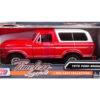 1978 Ford Bronco Custom Red and White “Timeless Legends” Series 1/24 Diecast Model Car by Motormax