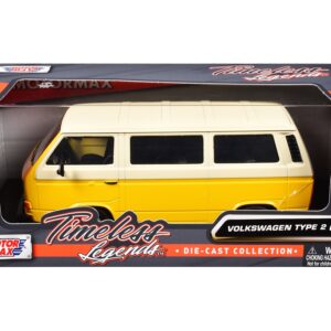 Volkswagen Type 2 (T3) Van Yellow and Beige “Timeless Legends” Series 1/24 Diecast Model Car by Motormax