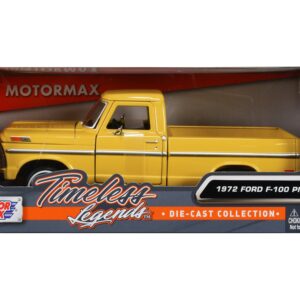 1972 Ford F-100 Pickup Truck Yellow “Timeless Legends” Series 1/24 Diecast Model Car by Motormax