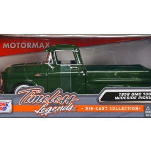 1958 GMC 100 Wideside Pickup Truck Green “Timeless Legends” Series 1/24 Diecast Model Car by Motormax