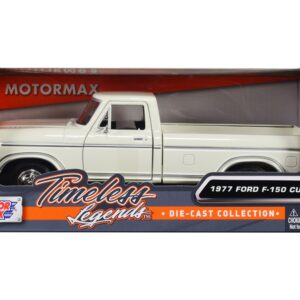 1977 Ford F-150 Custom Pickup Truck White “Timeless Legends” Series 1/24 Diecast Model Car by Motormax