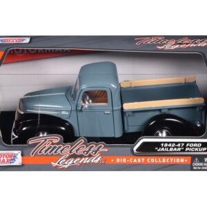 1942-47 Ford “Jailbar” Pickup Truck Blue and Black “Timeless Legends” Series 1/24 Diecast Model Car by Motormax