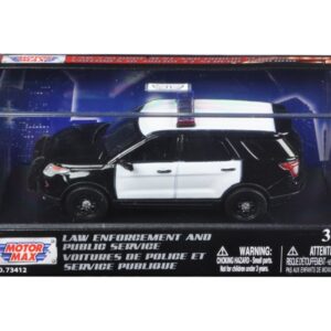 2015 Ford Police Interceptor Utility Plain Black and White 1/43 Diecast Model Car by Motormax