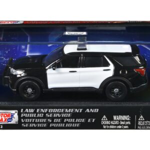 2022 Ford Police Interceptor Utility Black and White Unmarked “Law Enforcement and Public Service” Series 1/43 Diecast Model Car by Motormax