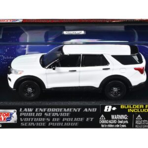 2022 Ford Police Interceptor Utility White Unmarked “Custom Builder’s Kit” “Law Enforcement and Public Service” Series 1/43 Diecast Model Car by Motormax