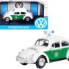 1966 Volkswagen Beetle German Police Car White and Green 1/24 Diecast Model Car by Motormax