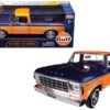 1979 Ford F-150 Custom Pickup Truck “Gulf” Dark Blue and Orange 1/24 Diecast Model Car by Motormax