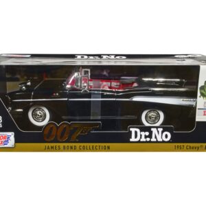 1957 Chevrolet Bel Air Convertible Black James Bond 007 “Dr. No” (1962) Movie 1/18 Diecast Model Car by Motormax