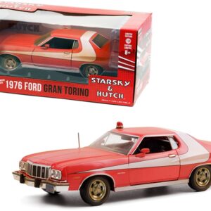 1976 Ford Gran Torino Red with White Stripe (Weathered Version) “Starsky and Hutch” (1975-1979) TV Series 1/24 Diecast Model Car by Greenlight