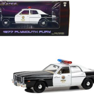 1977 Plymouth Fury Black and White “Metropolitan Police” “The Terminator” (1984) Movie “Hollywood” Series 1/24 Diecast Model Car by Greenlight