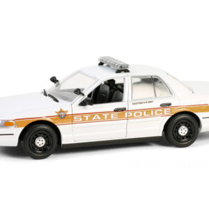 2009 Ford Crown Victoria Police Interceptor White with Yellow and Red Stripes “Illinois State Police” “Hot Pursuit” Series 10 1/24 Diecast Model Car by Greenlight