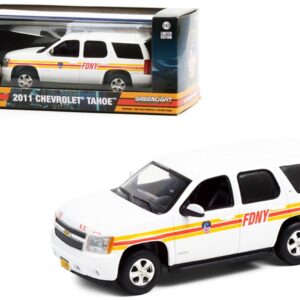 2011 Chevrolet Tahoe White with Stripes FDNY “Fire Department City of New York” 1/43 Diecast Model Car by Greenlight