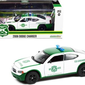 2006 Dodge Charger Police Car White and Green “Carabineros de Chile” 1/43 Diecast Model Car by Greenlight