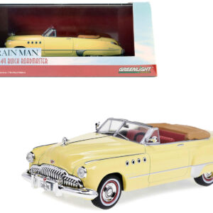 Charlie Babbitt’s 1949 Buick Roadmaster Convertible Cream with Red Interior “Rain Man” (1988) Movie 1/43 Diecast Model Car by Greenlight