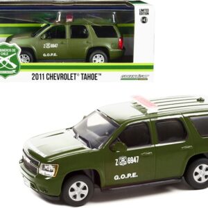 2011 Chevrolet Tahoe Police Car Matt Green “Carabineros de Chile” G.O.P.E. “Grupo de Operaciones Policiales Especiales” 1/43 Diecast Model Car by Greenlight