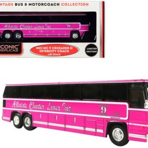 1980 MCI MC-9 Crusader II Intercity Coach Bus Pink “Allstate Charter Lines Inc.” “Vintage Bus & Motorcoach Collection” 1/87 (HO) Diecast Model by Iconic Replicas